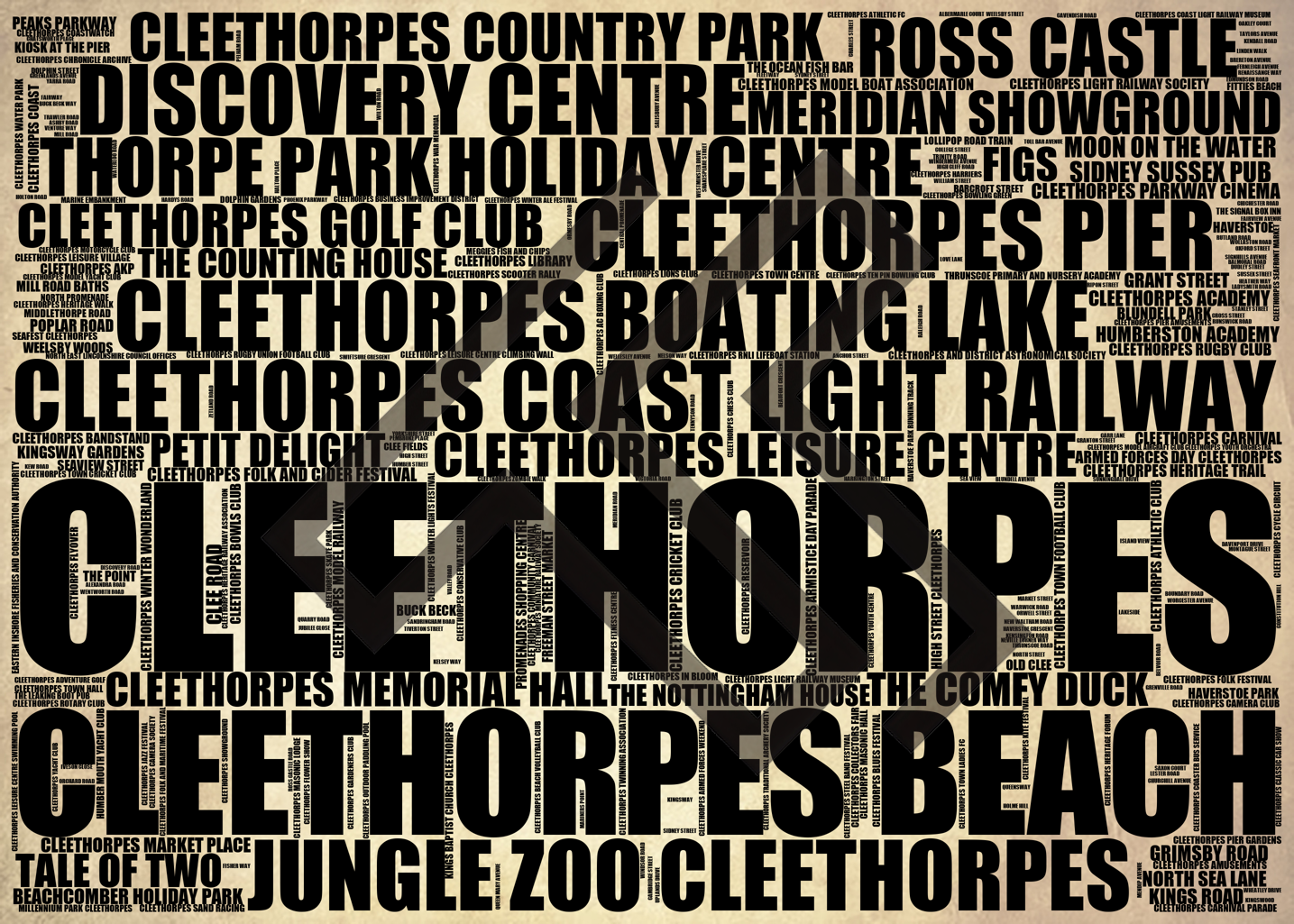 Cleethorpes - Premium Typographic Word Cloud Prints, Posters & Gifts