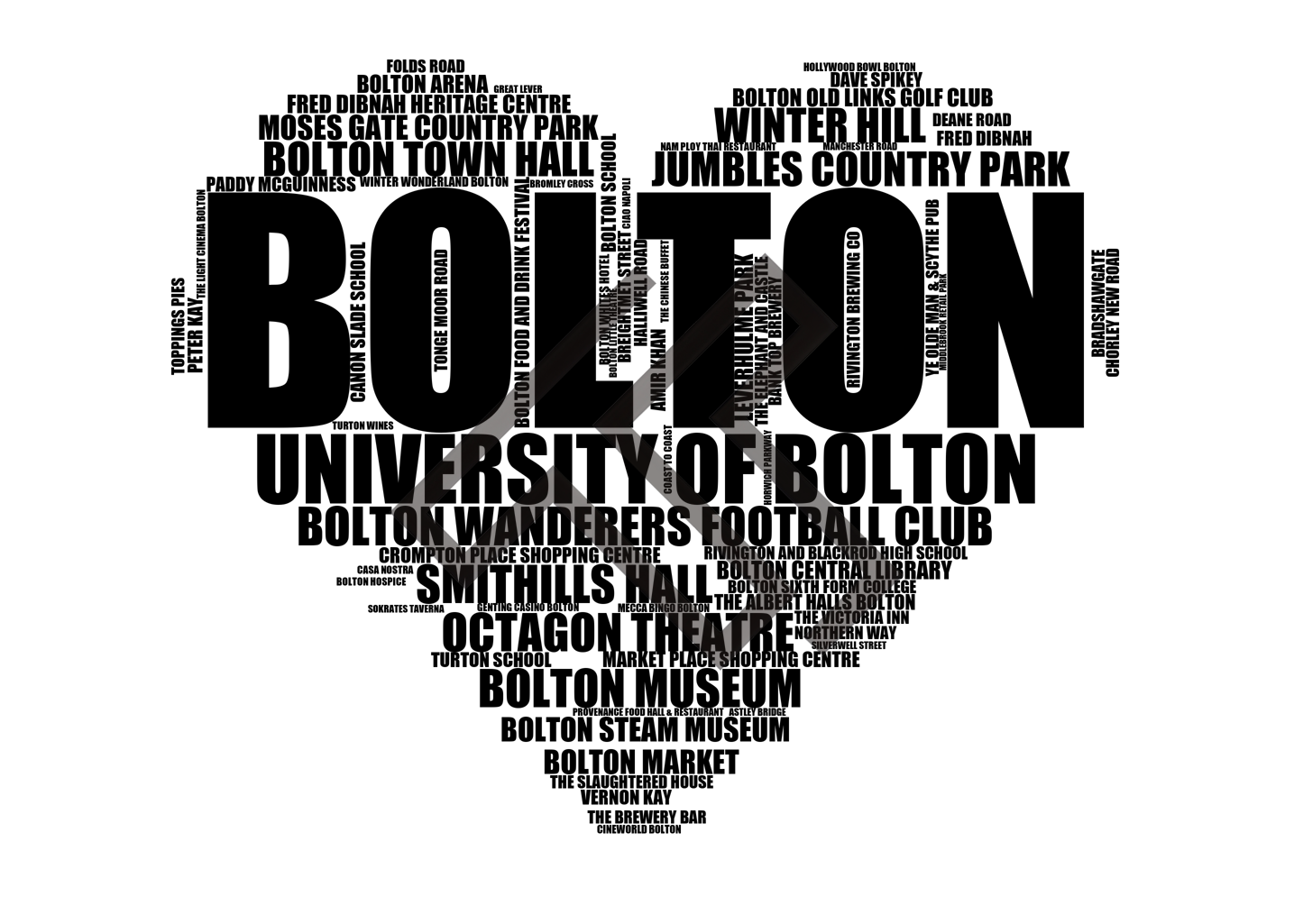Bolton - Premium Typographic Word Cloud Prints, Posters & Gifts