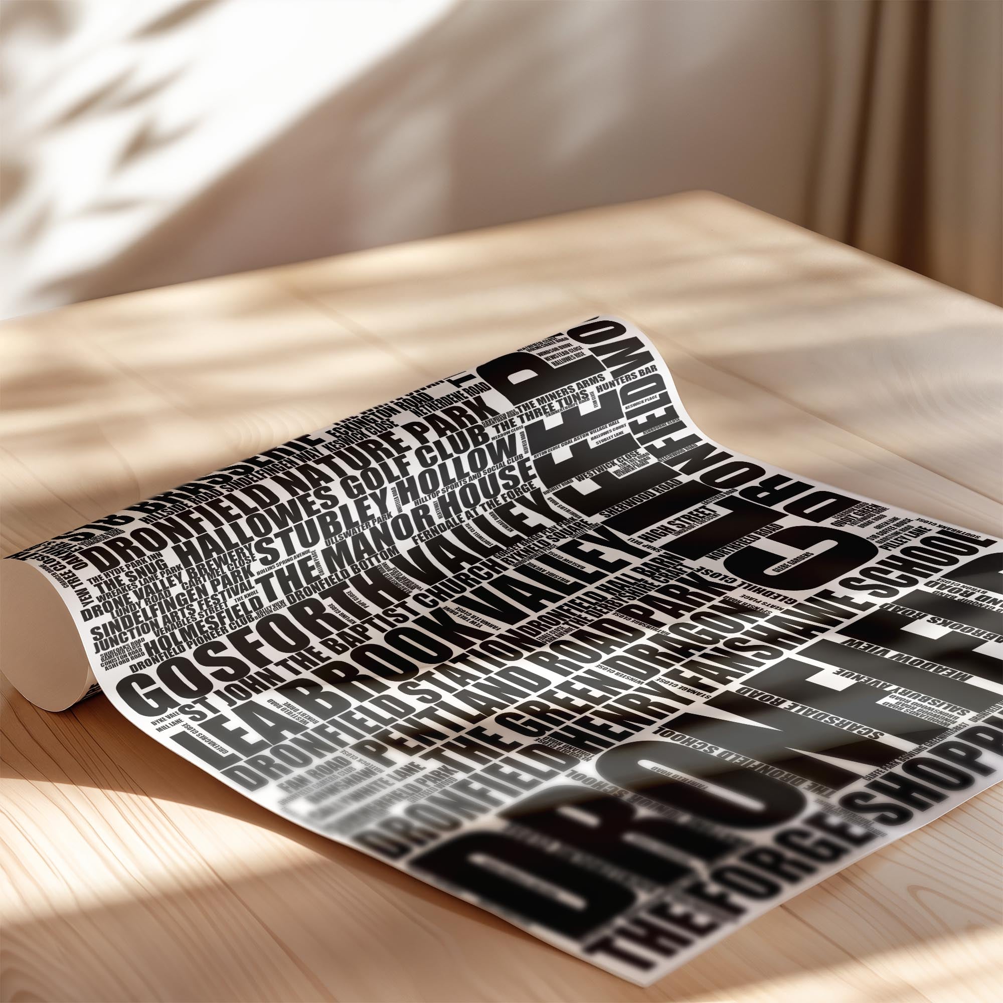 Dronfield - Premium Typographic Word Cloud Prints, Posters & Gifts