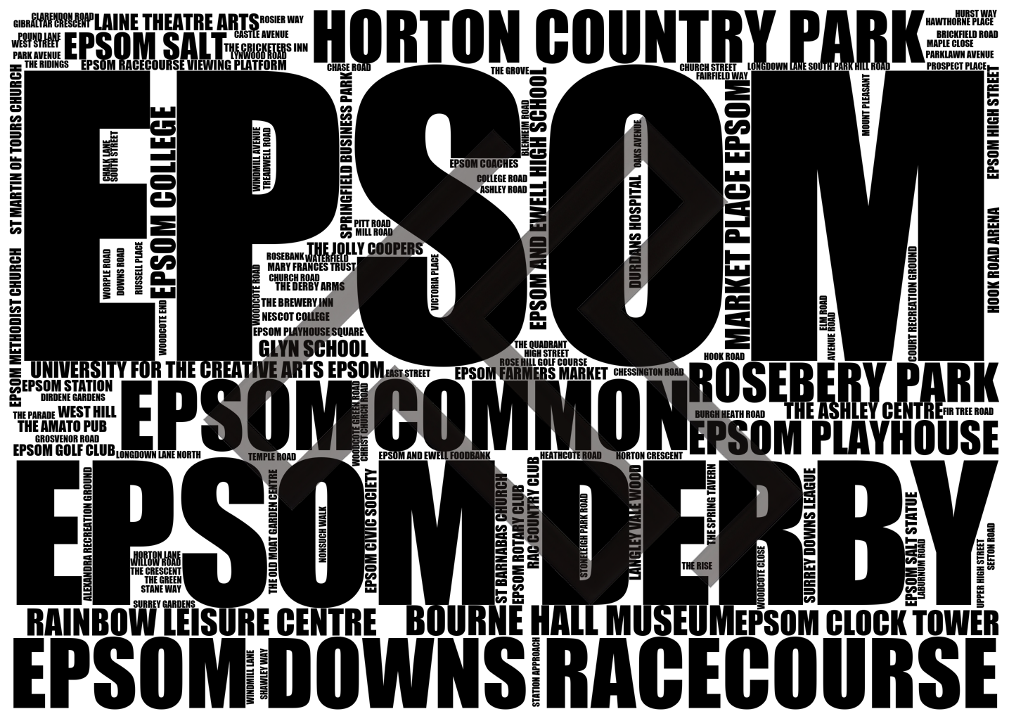 Epsom - Premium Typographic Word Cloud Prints, Posters & Gifts