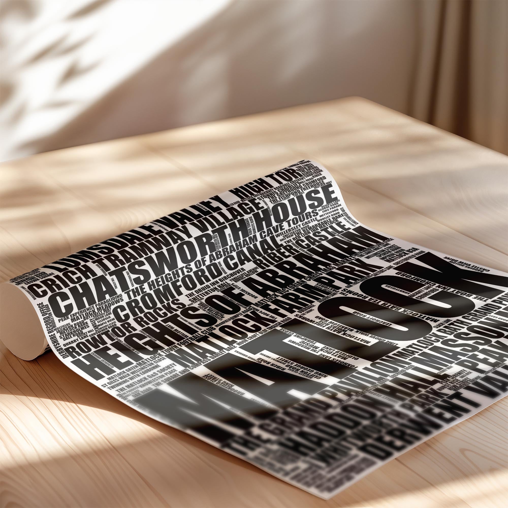 Matlock - Premium Typographic Word Cloud Prints, Posters & Gifts