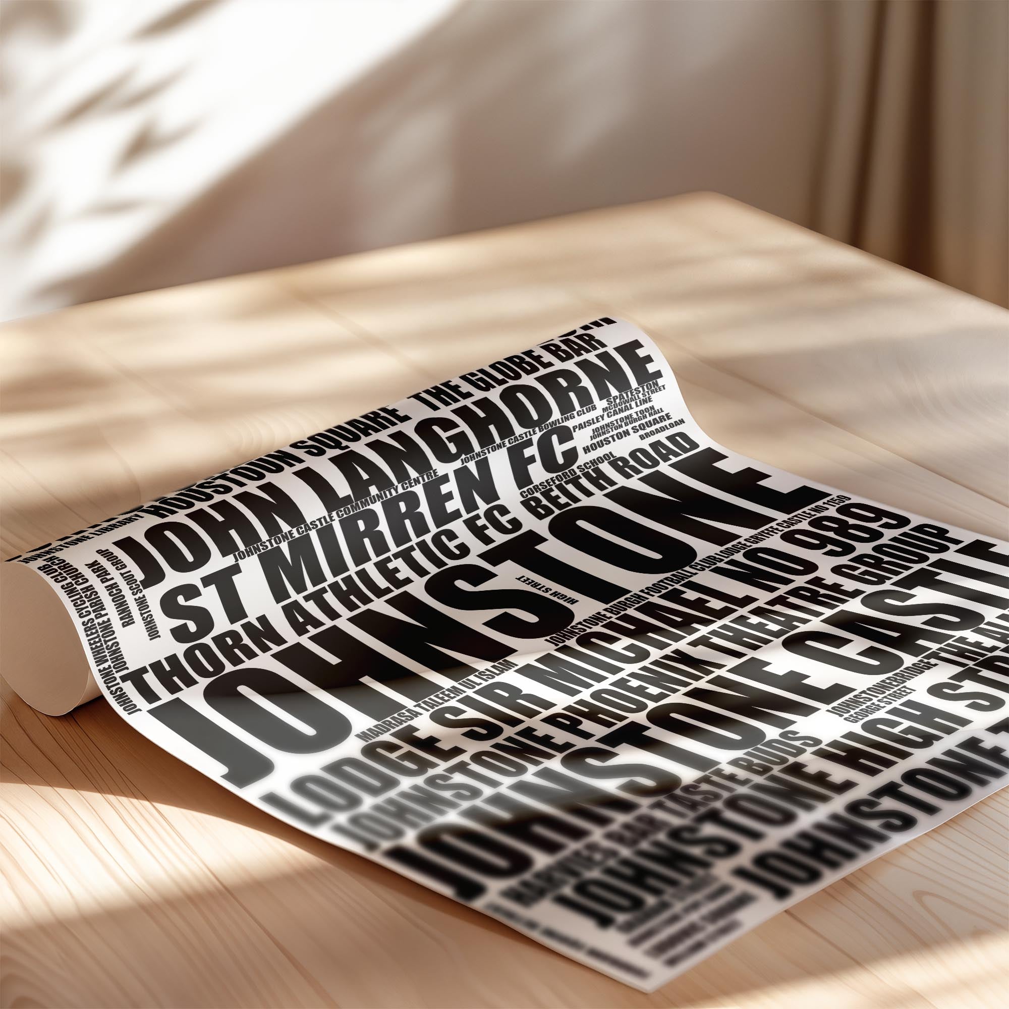 Johnstone - Premium Typographic Word Cloud Prints, Posters & Gifts