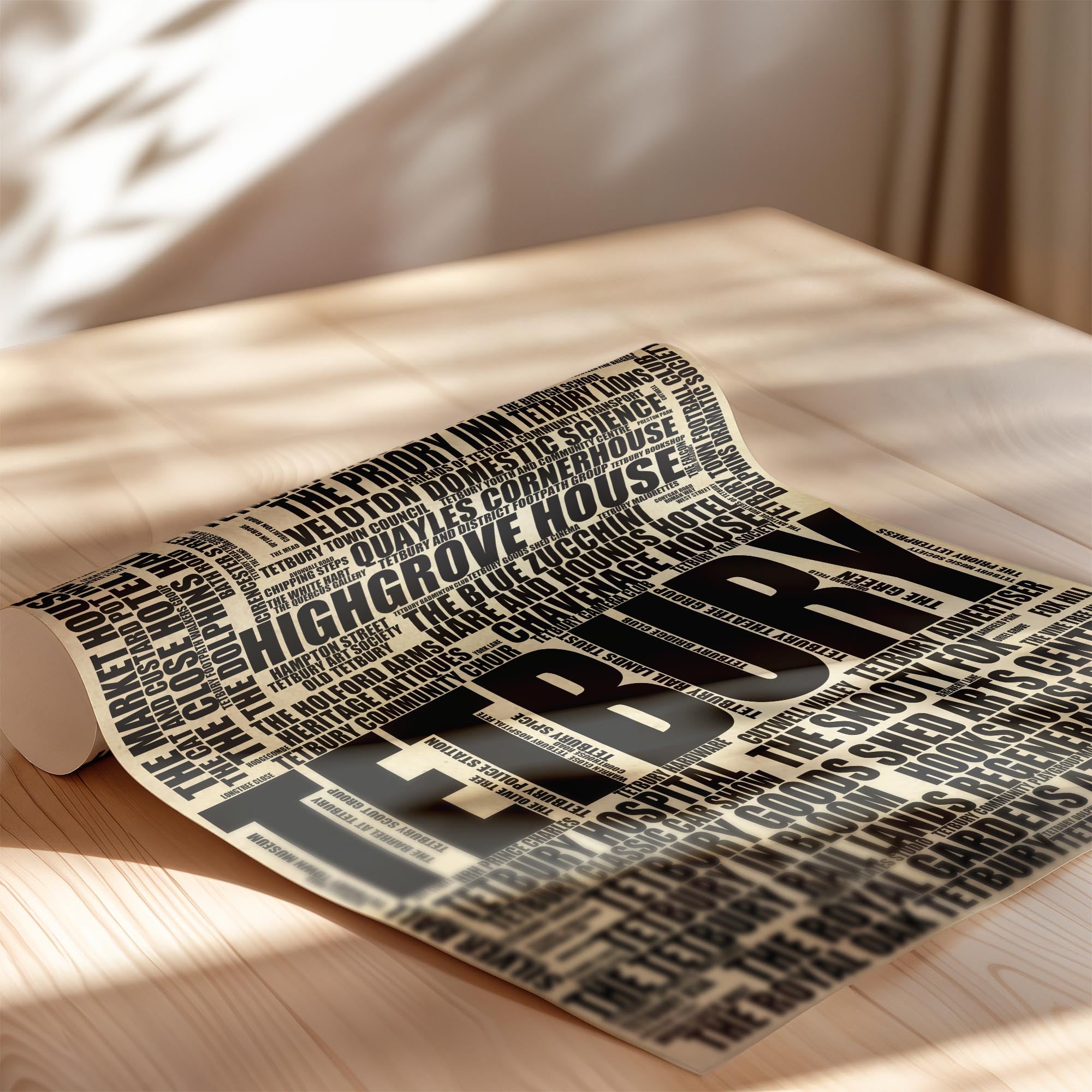 Tetbury - Premium Typographic Word Cloud Prints, Posters & Gifts