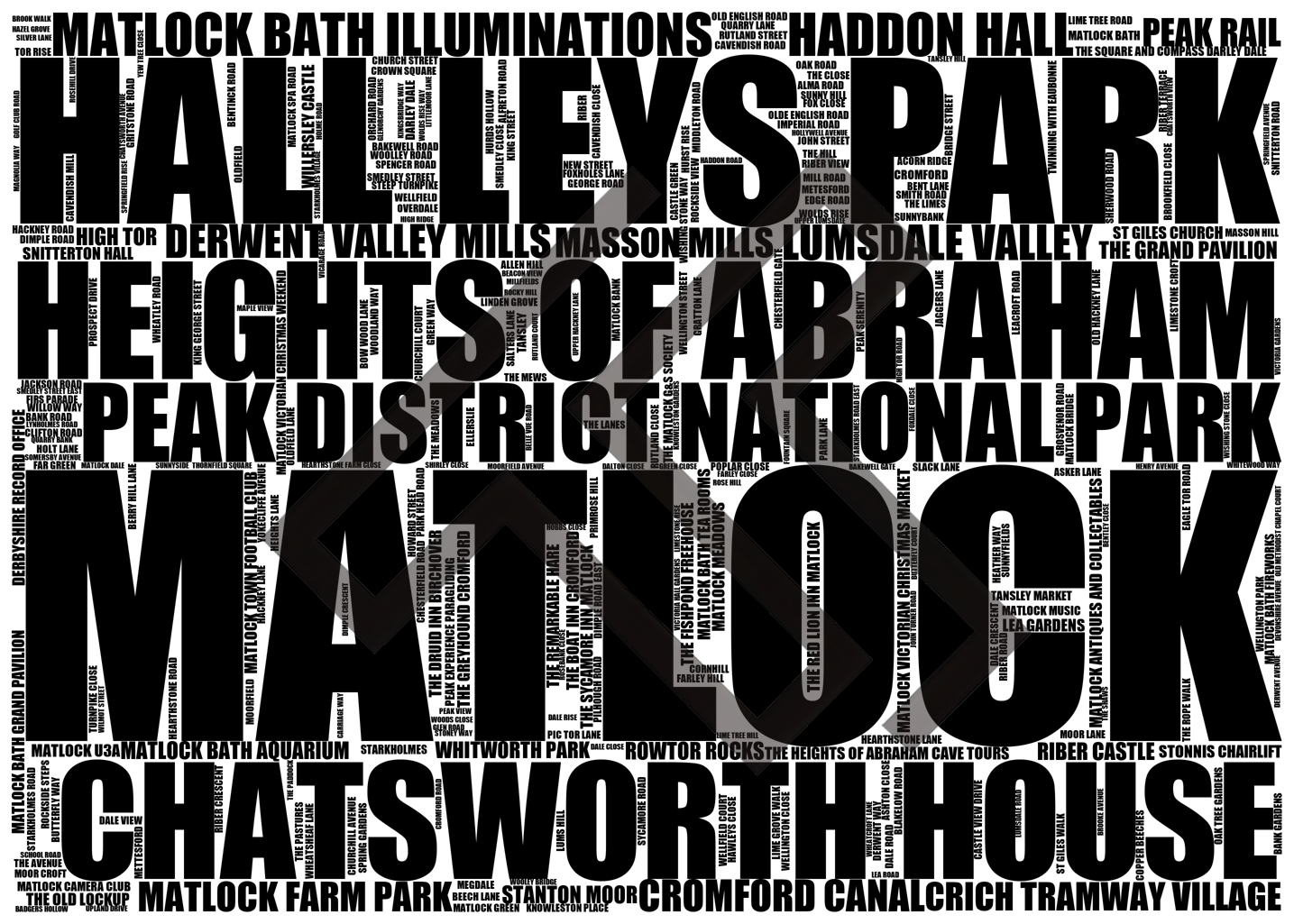 Matlock - Premium Typographic Word Cloud Prints, Posters & Gifts