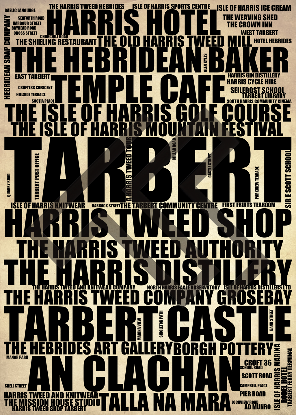 Tarbert - Premium Typographic Word Cloud Prints, Posters & Gifts