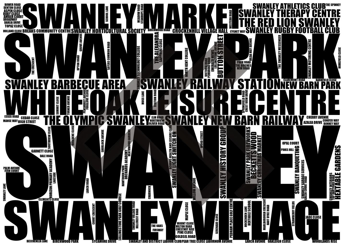 Swanley - Premium Typographic Word Cloud Prints, Posters & Gifts