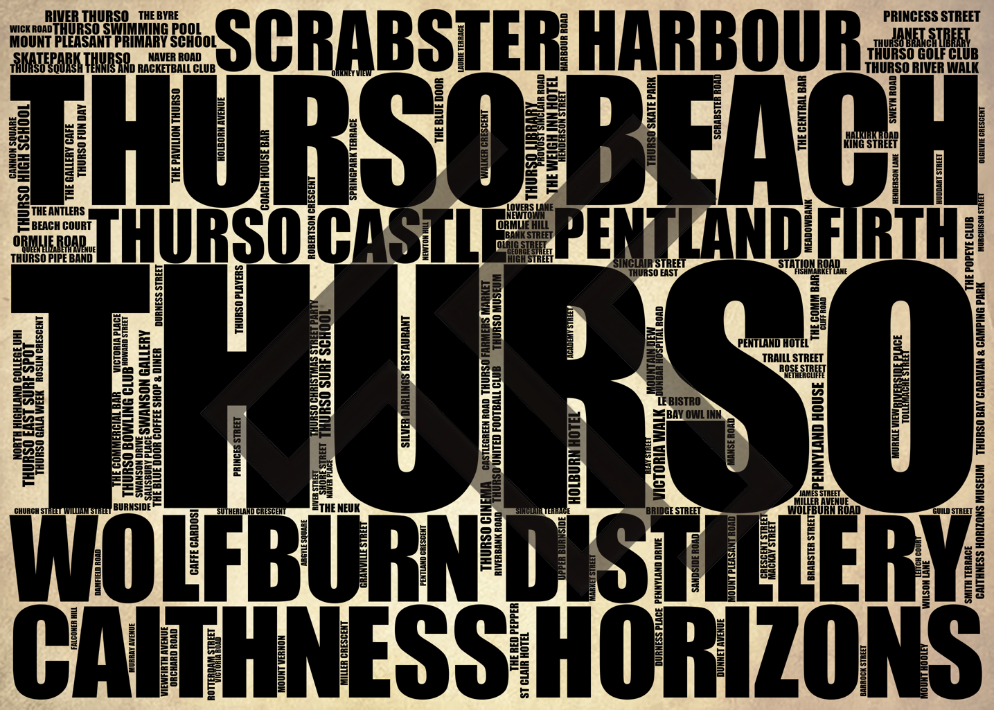 Thurso - Premium Typographic Word Cloud Prints, Posters & Gifts