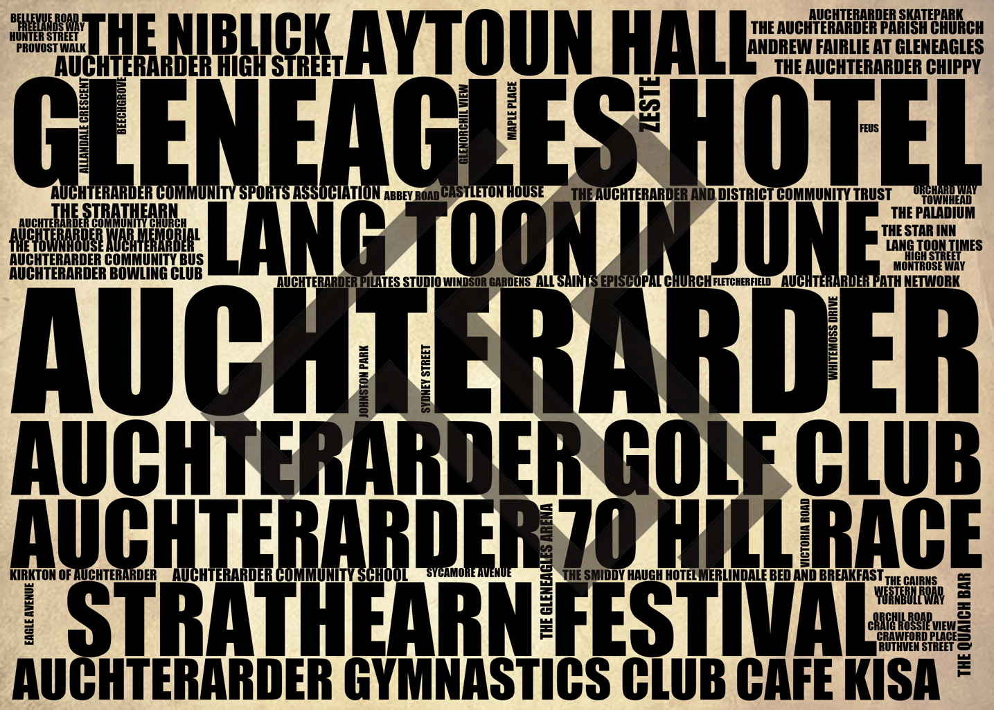 Auchterarder - Premium Typographic Word Cloud Prints, Posters & Gifts