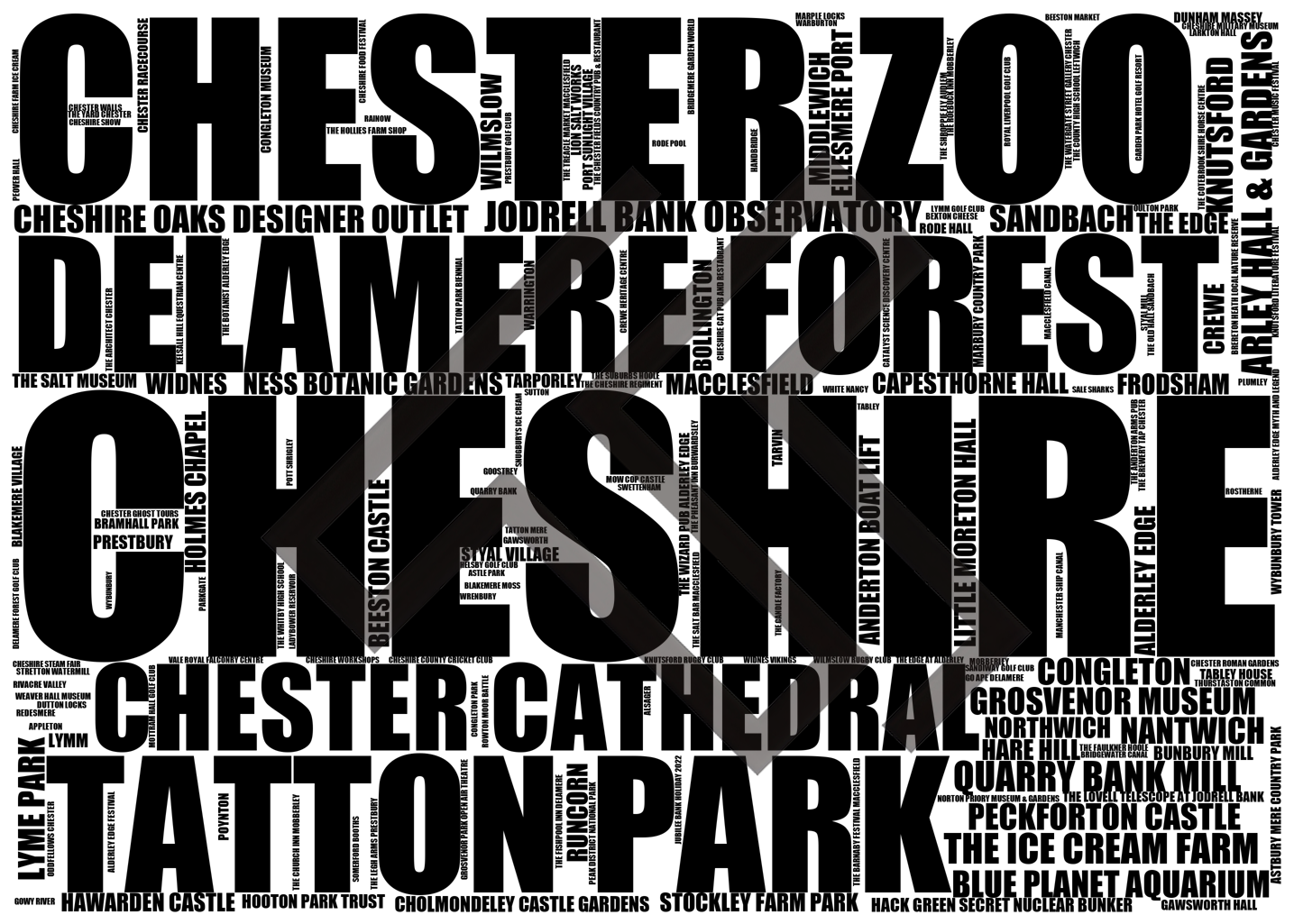 Cheshire - Premium Typographic Word Cloud Prints, Posters & Gifts