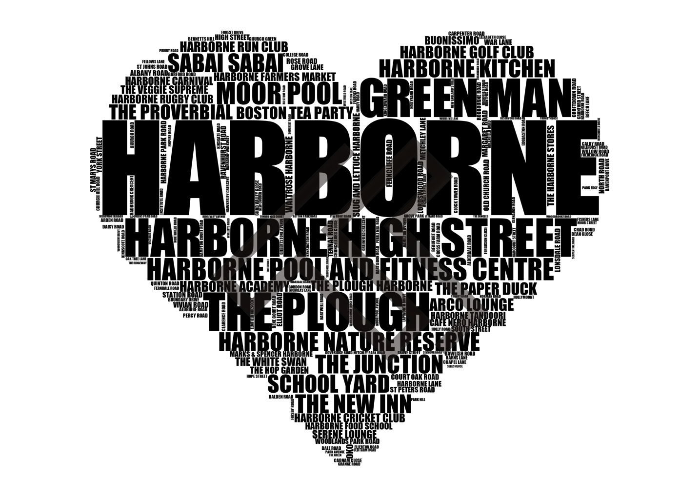 Harborne - Premium Typographic Word Cloud Prints, Posters & Gifts