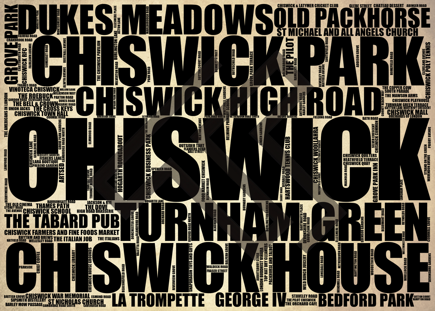 Chiswick - Premium Typographic Word Cloud Prints, Posters & Gifts