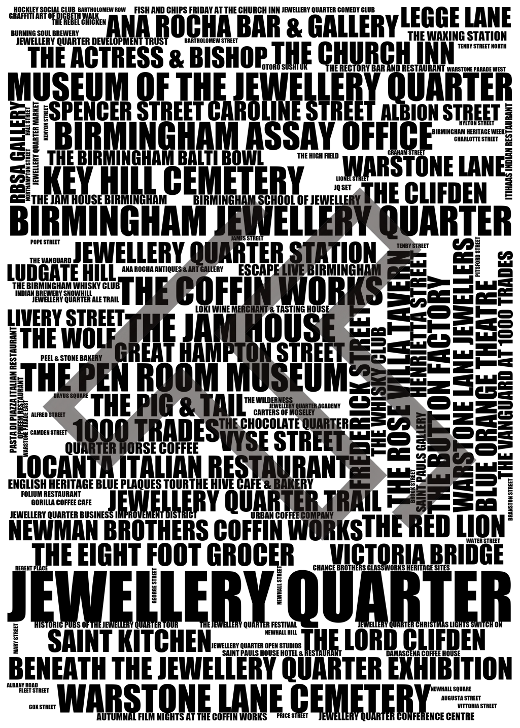 Jewellery Quarter - Premium Typographic Word Cloud Prints, Posters & Gifts