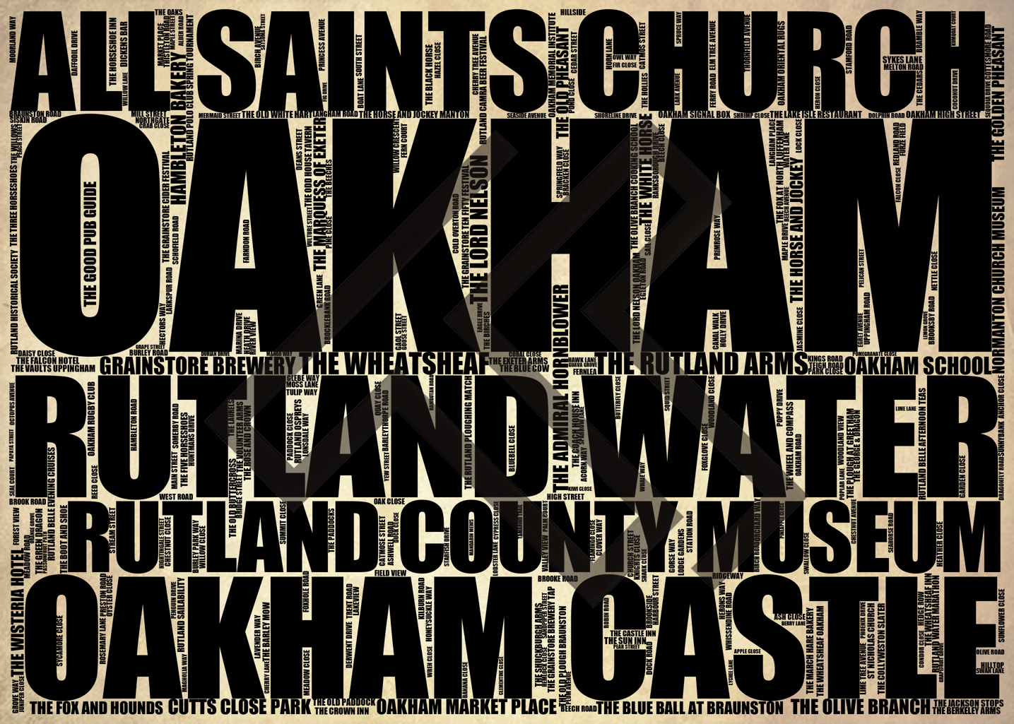 Oakham - Premium Typographic Word Cloud Prints, Posters & Gifts