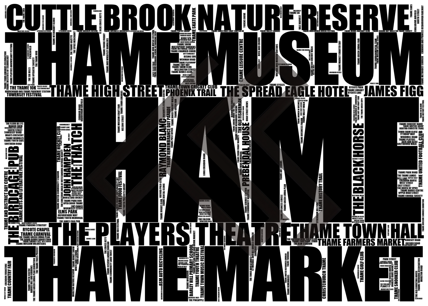 Thame - Premium Typographic Word Cloud Prints, Posters & Gifts