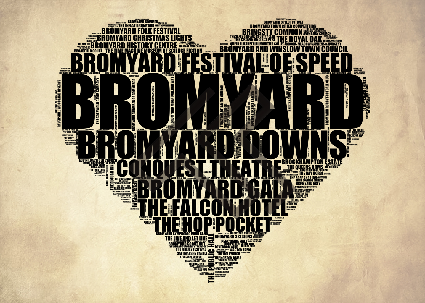 Bromyard - Premium Typographic Word Cloud Prints, Posters & Gifts