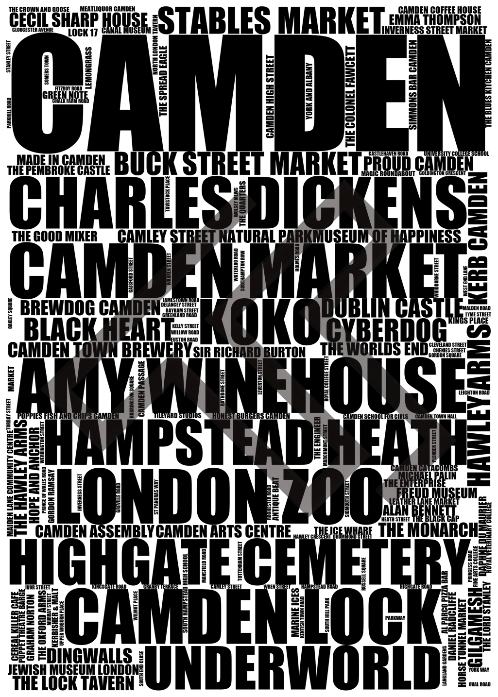 Camden - Premium Typographic Word Cloud Prints, Posters & Gifts