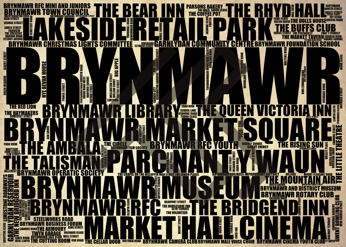 Brynmawr - Premium Typographic Word Cloud Prints, Posters & Gifts