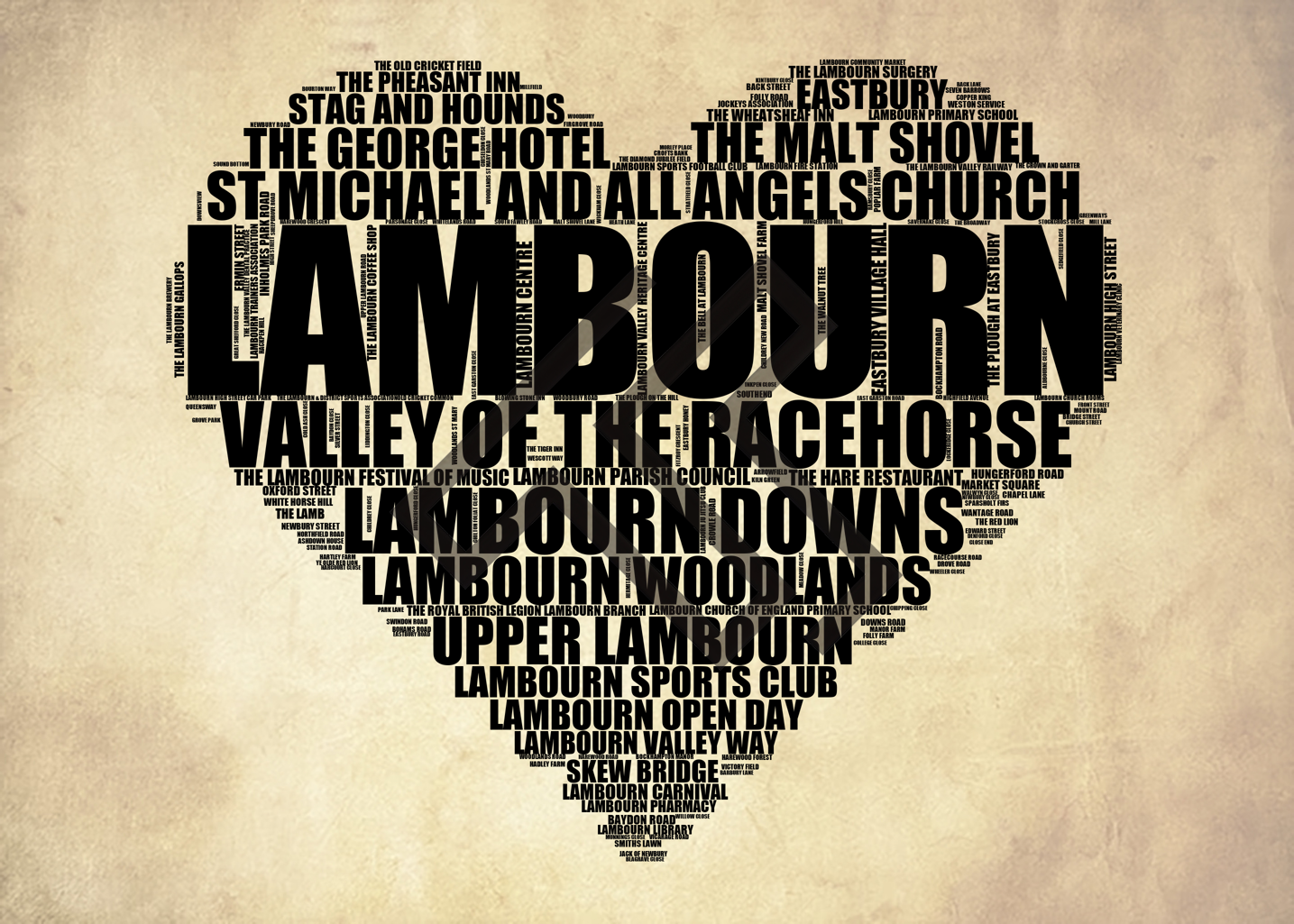 Lambourn - Premium Typographic Word Cloud Prints, Posters & Gifts