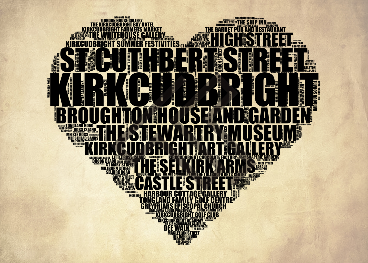 Kirkcudbright - Premium Typographic Word Cloud Prints, Posters & Gifts