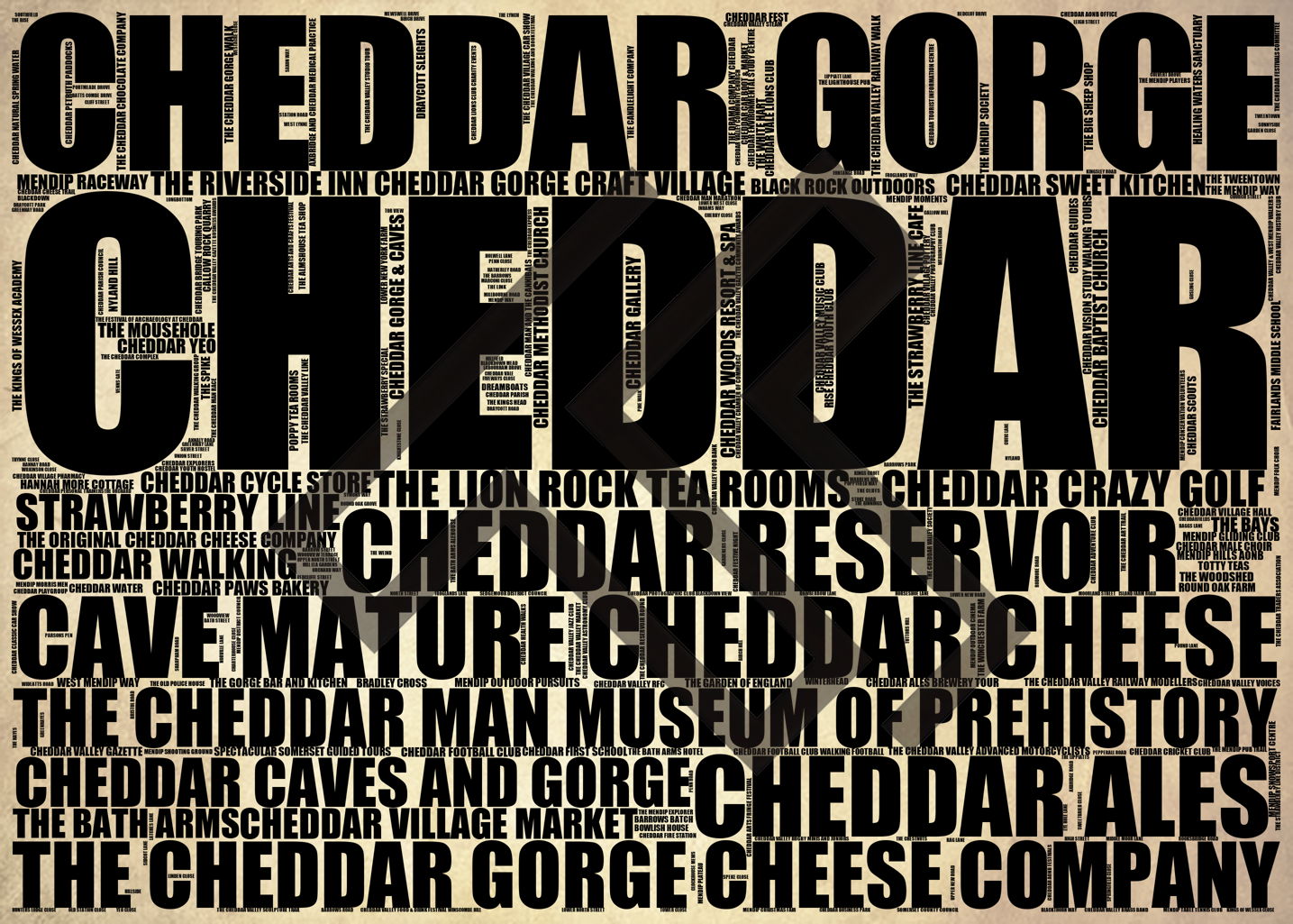 Cheddar - Premium Typographic Word Cloud Prints, Posters & Gifts