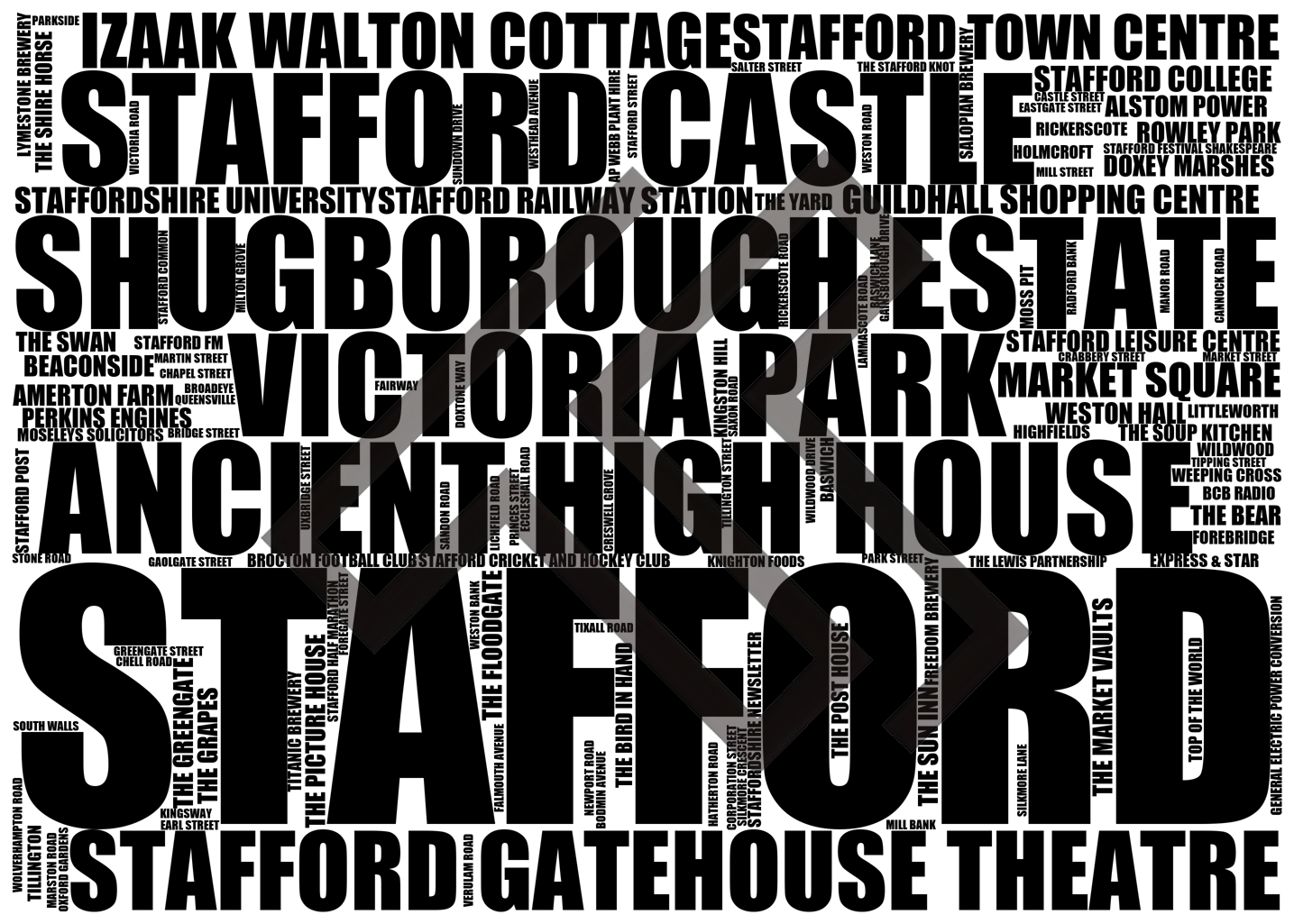 Stafford - Premium Typographic Word Cloud Prints, Posters & Gifts