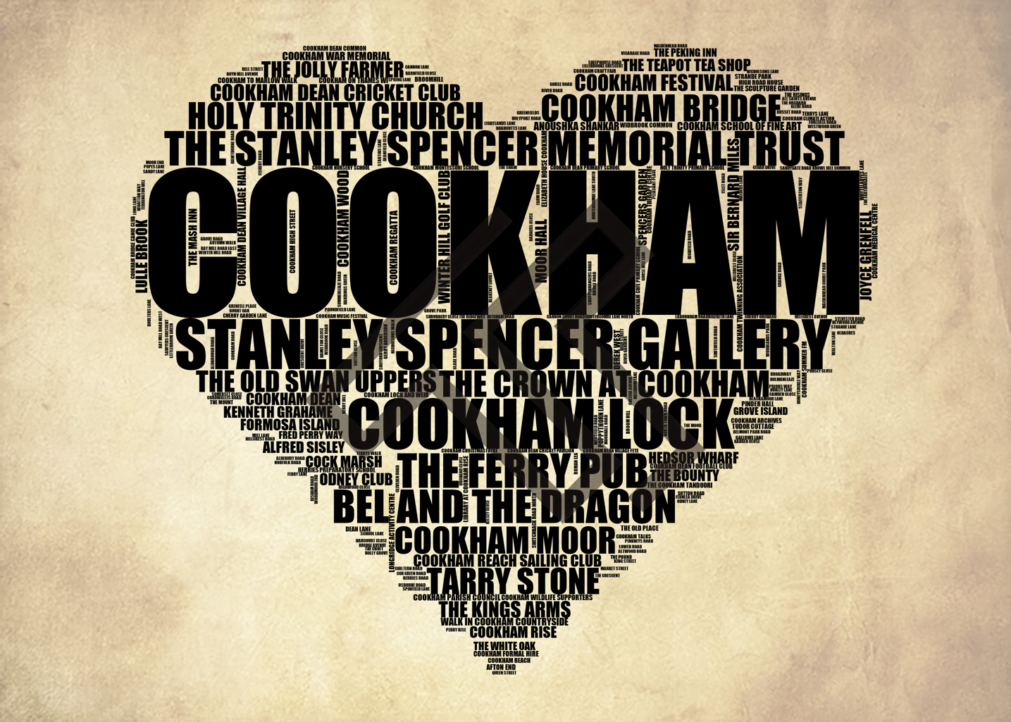 Cookham - Premium Typographic Word Cloud Prints, Posters & Gifts