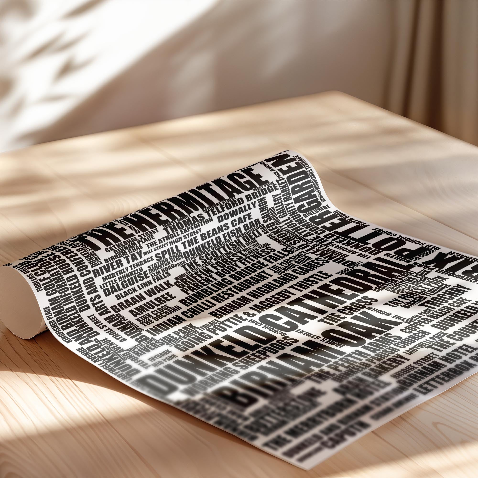 Dunkeld and Birnam - Premium Typographic Word Cloud Prints, Posters & Gifts