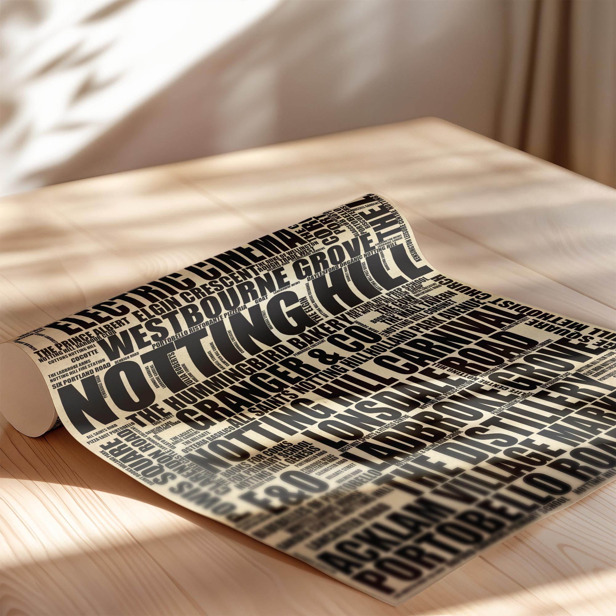 Notting Hill - Premium Typographic Word Cloud Prints, Posters & Gifts