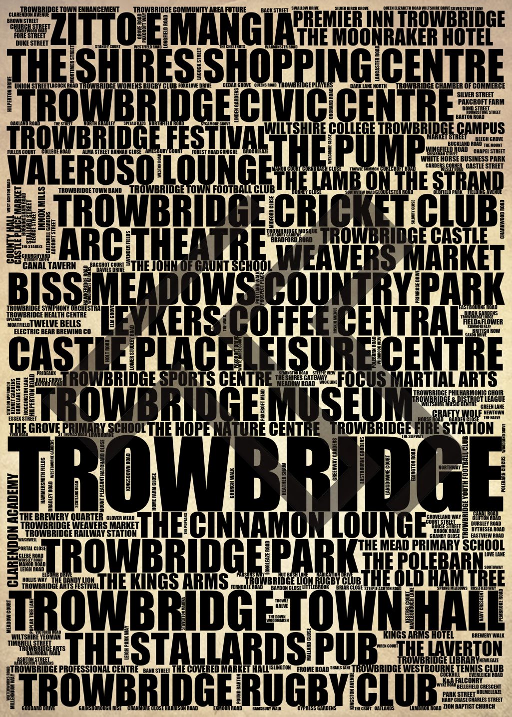 Trowbridge - Premium Typographic Word Cloud Prints, Posters & Gifts