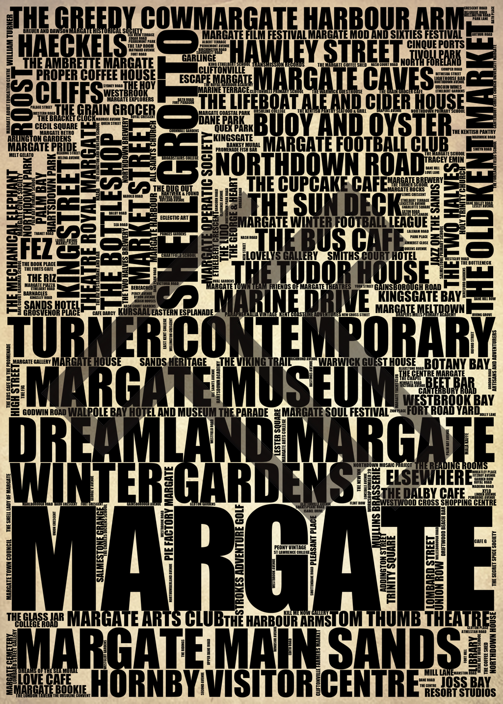 Margate - Premium Typographic Word Cloud Prints, Posters & Gifts