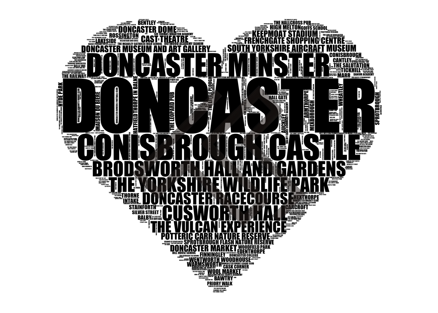 Doncaster - Premium Typographic Word Cloud Prints, Posters & Gifts