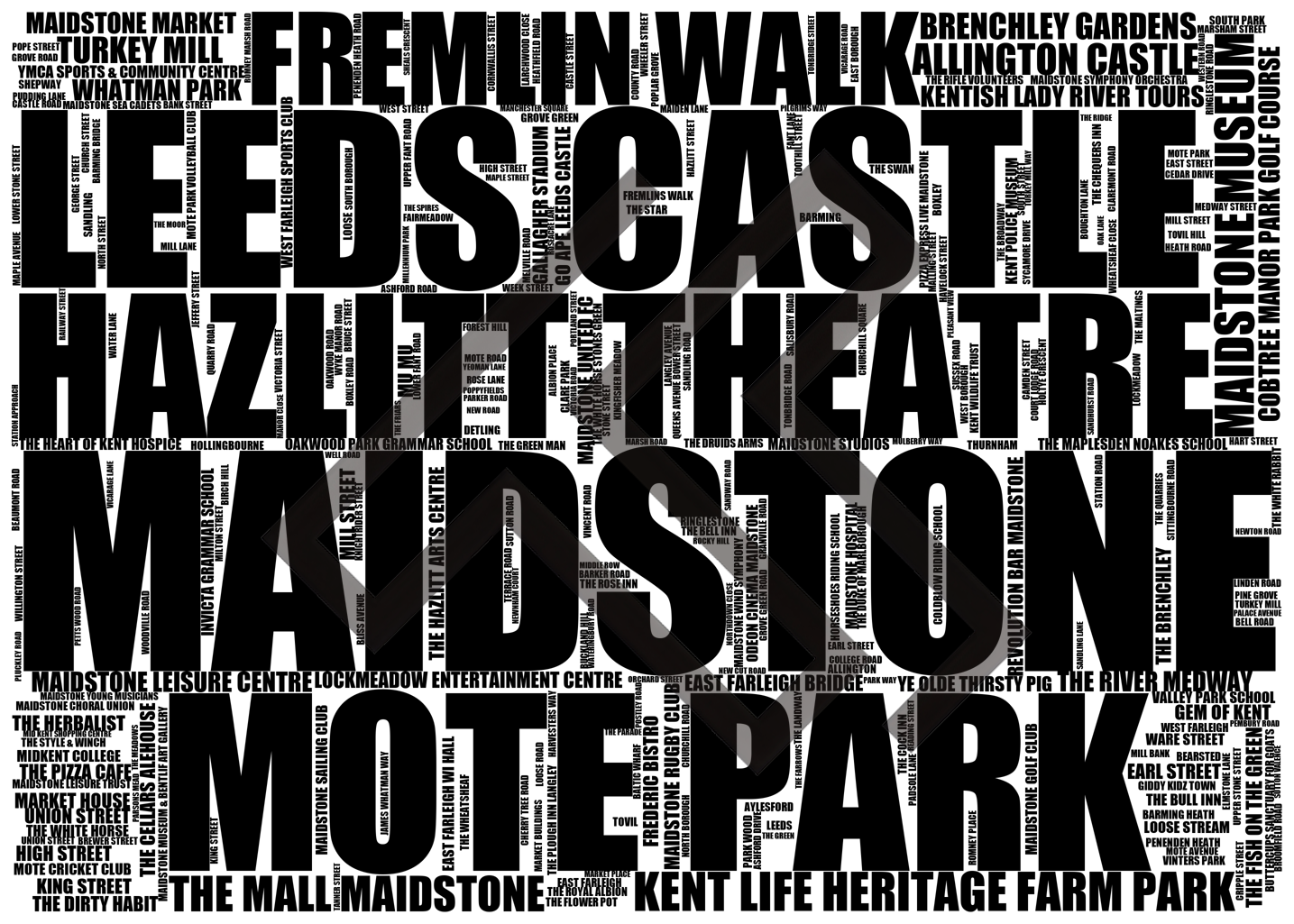 Maidstone - Premium Typographic Word Cloud Prints, Posters & Gifts