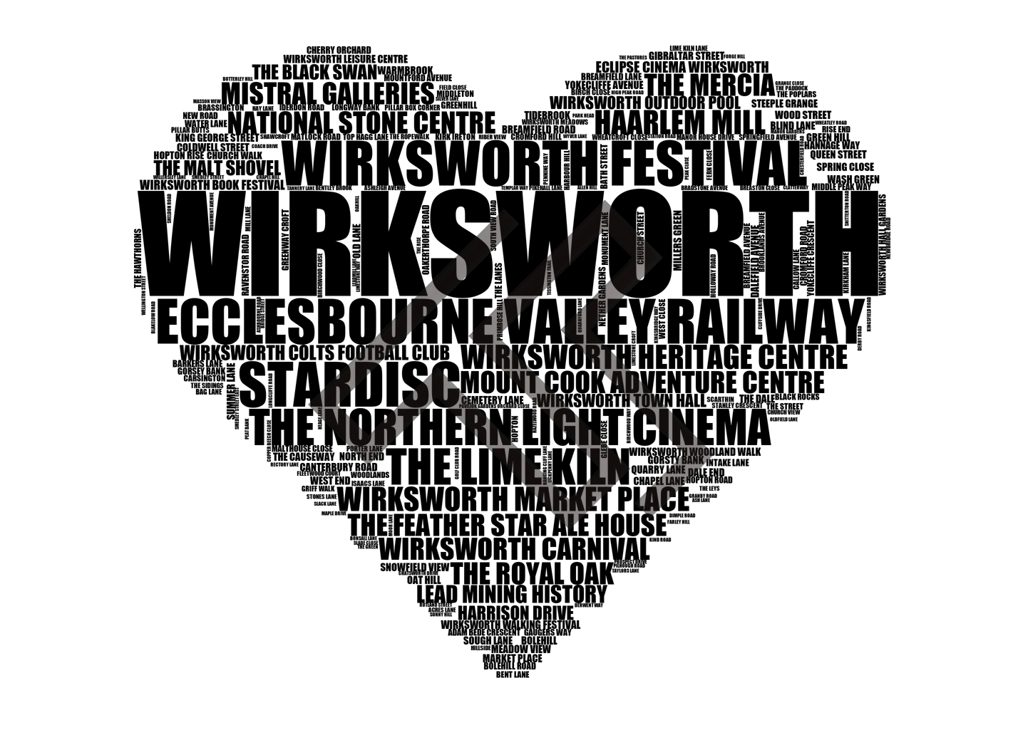 Wirksworth - Premium Typographic Word Cloud Prints, Posters & Gifts