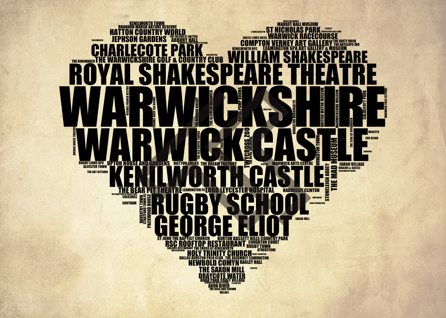 Warwickshire - Premium Typographic Word Cloud Prints, Posters & Gifts