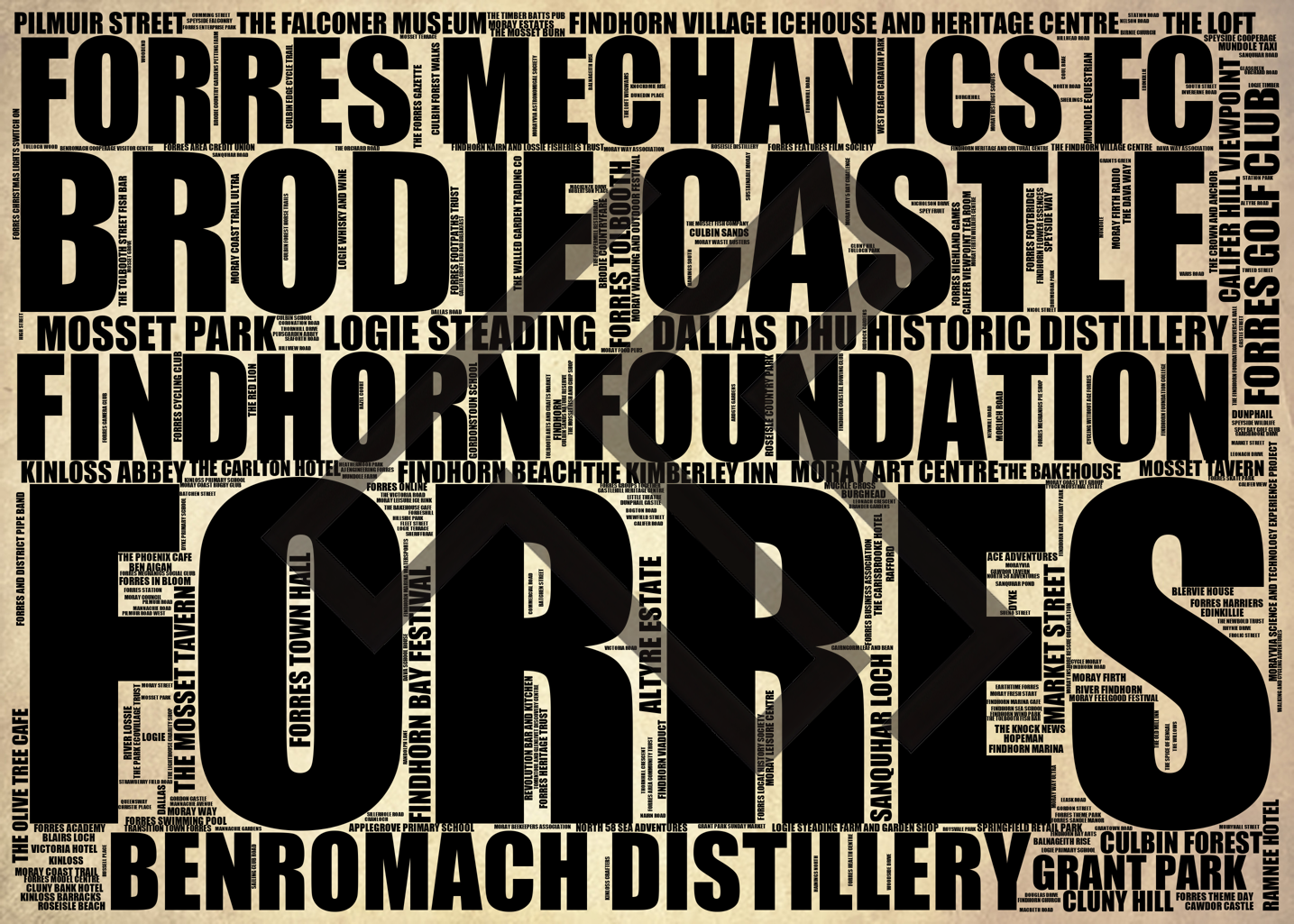 Forres - Premium Typographic Word Cloud Prints, Posters & Gifts