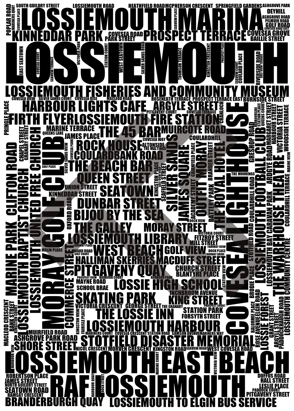 Lossiemouth - Premium Typographic Word Cloud Prints, Posters & Gifts