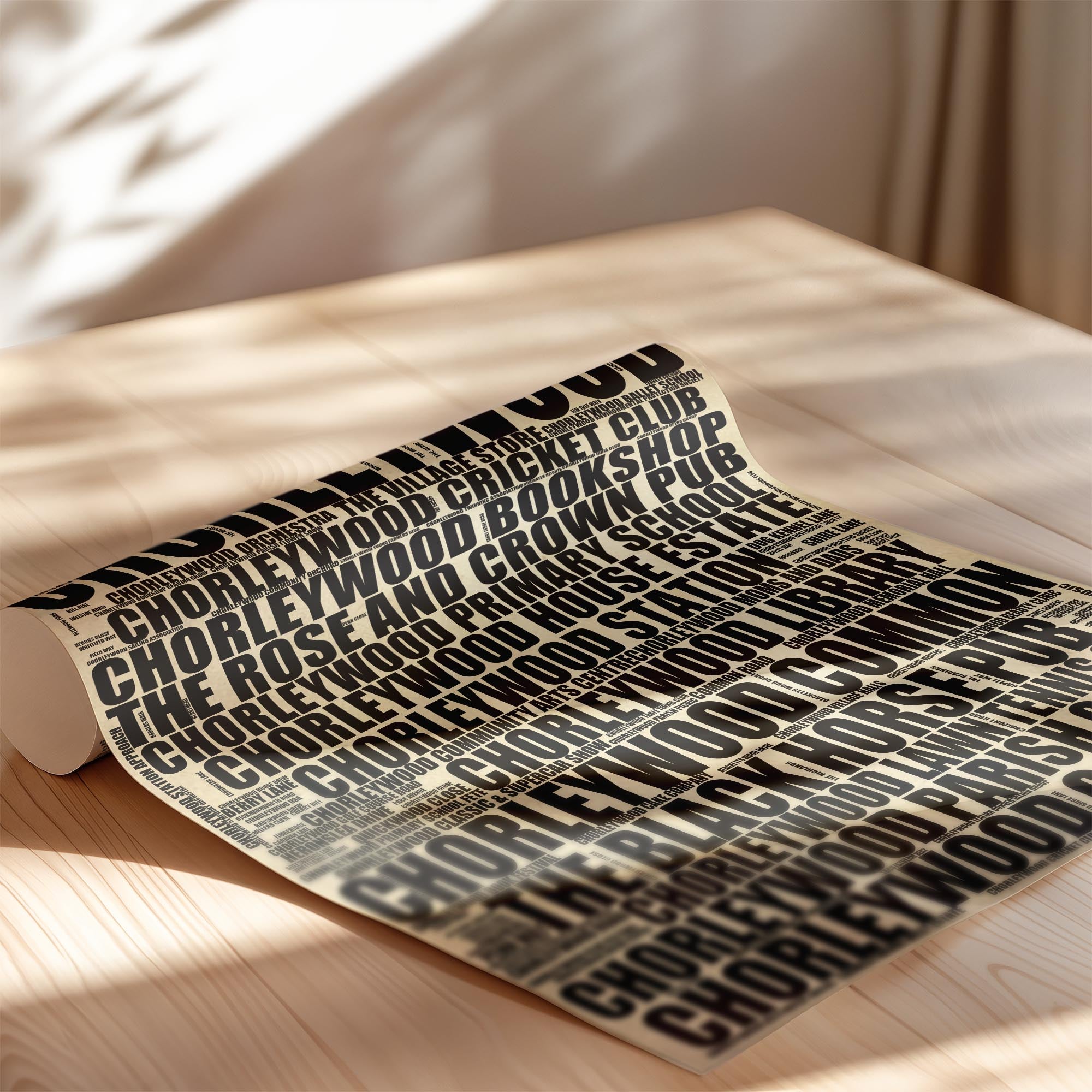 Chorleywood - Premium Typographic Word Cloud Prints, Posters & Gifts