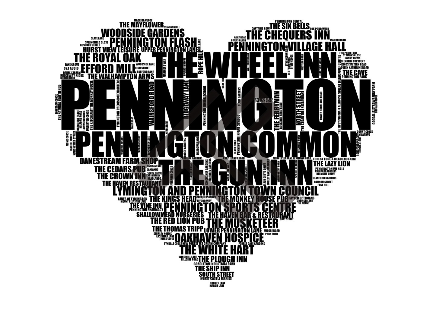 Pennington - Premium Typographic Word Cloud Prints, Posters & Gifts