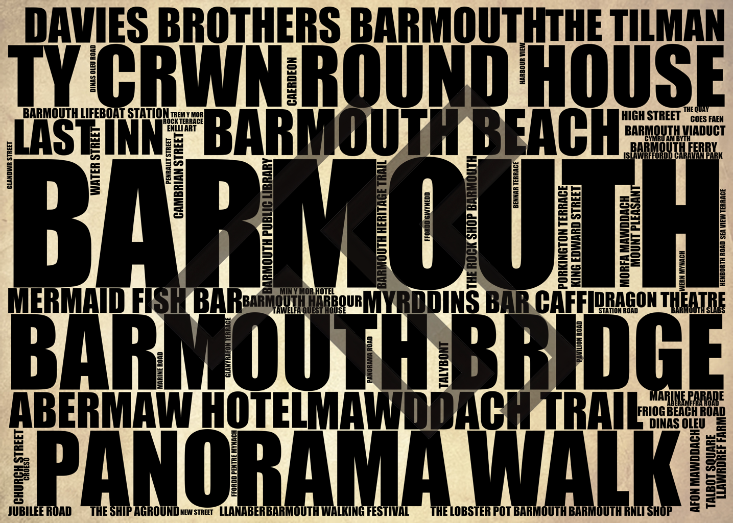 Barmouth - Premium Typographic Word Cloud Prints, Posters & Gifts