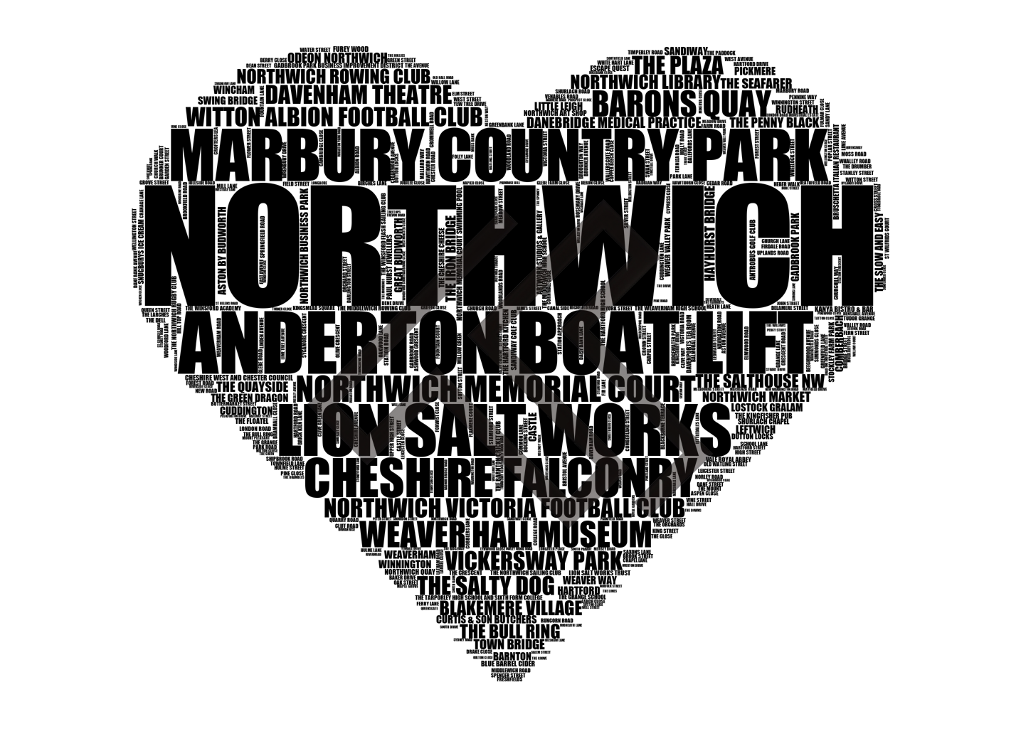 Northwich - Premium Typographic Word Cloud Prints, Posters & Gifts