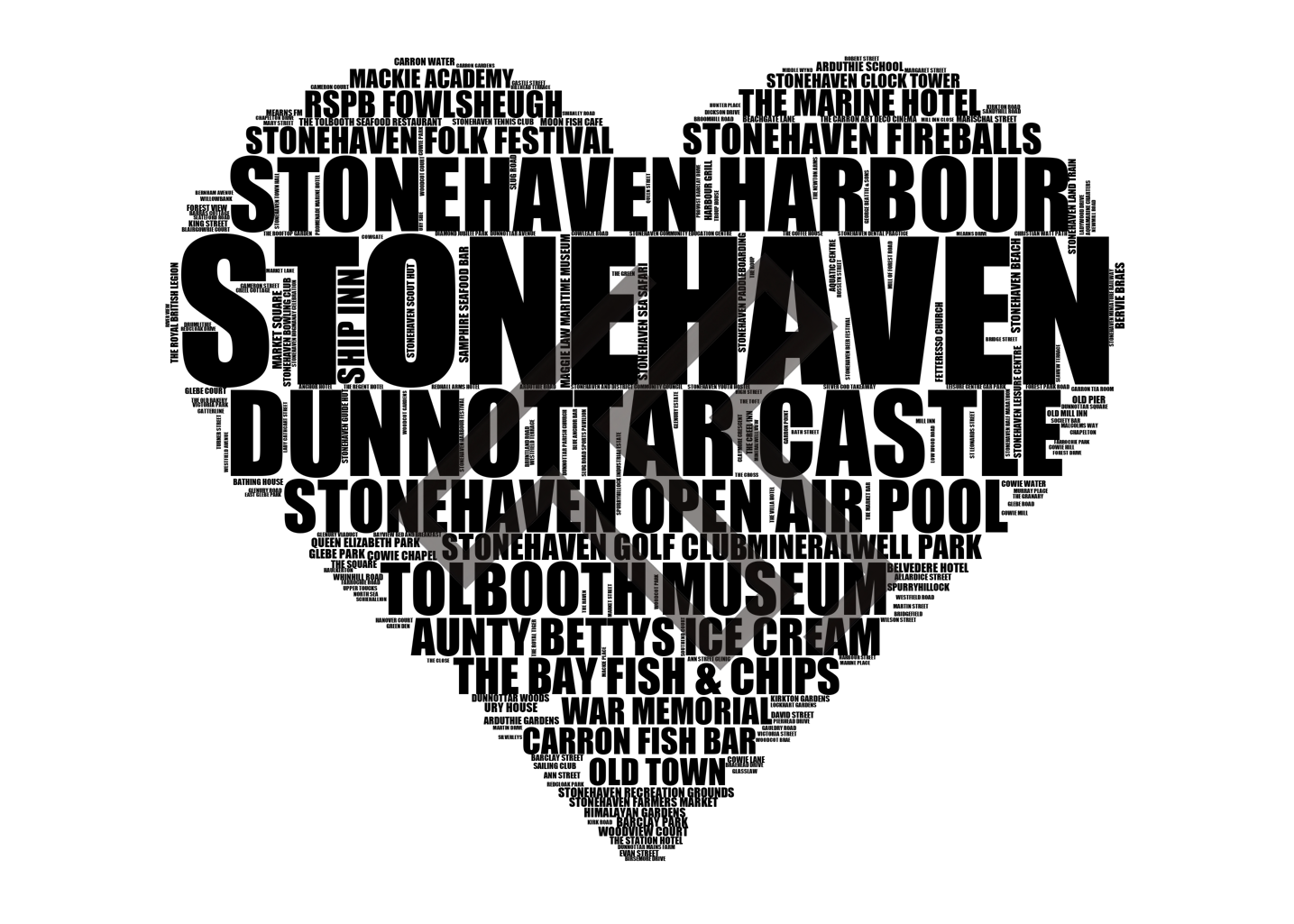 Stonehaven - Premium Typographic Word Cloud Prints, Posters & Gifts