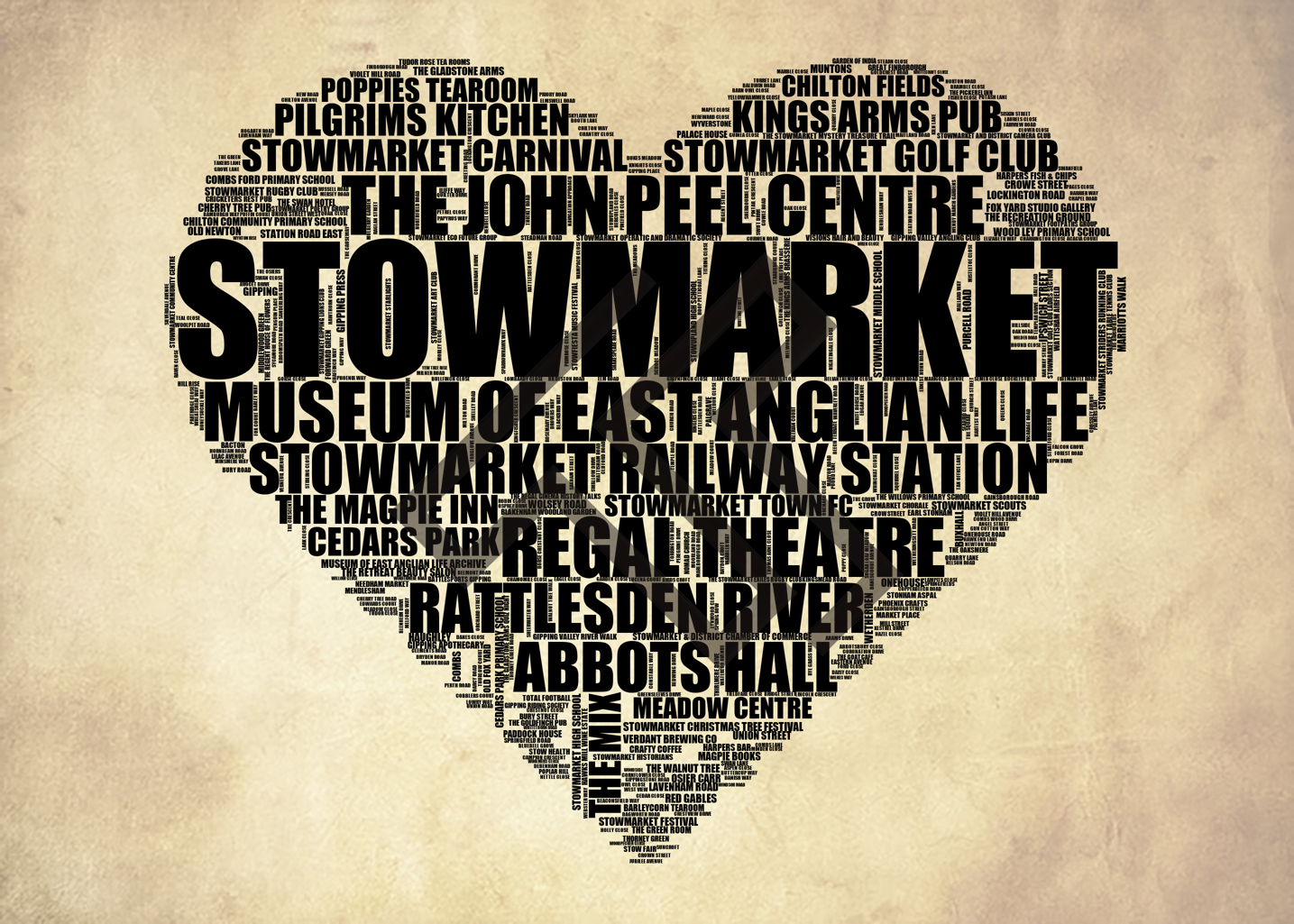 Stowmarket - Premium Typographic Word Cloud Prints, Posters & Gifts