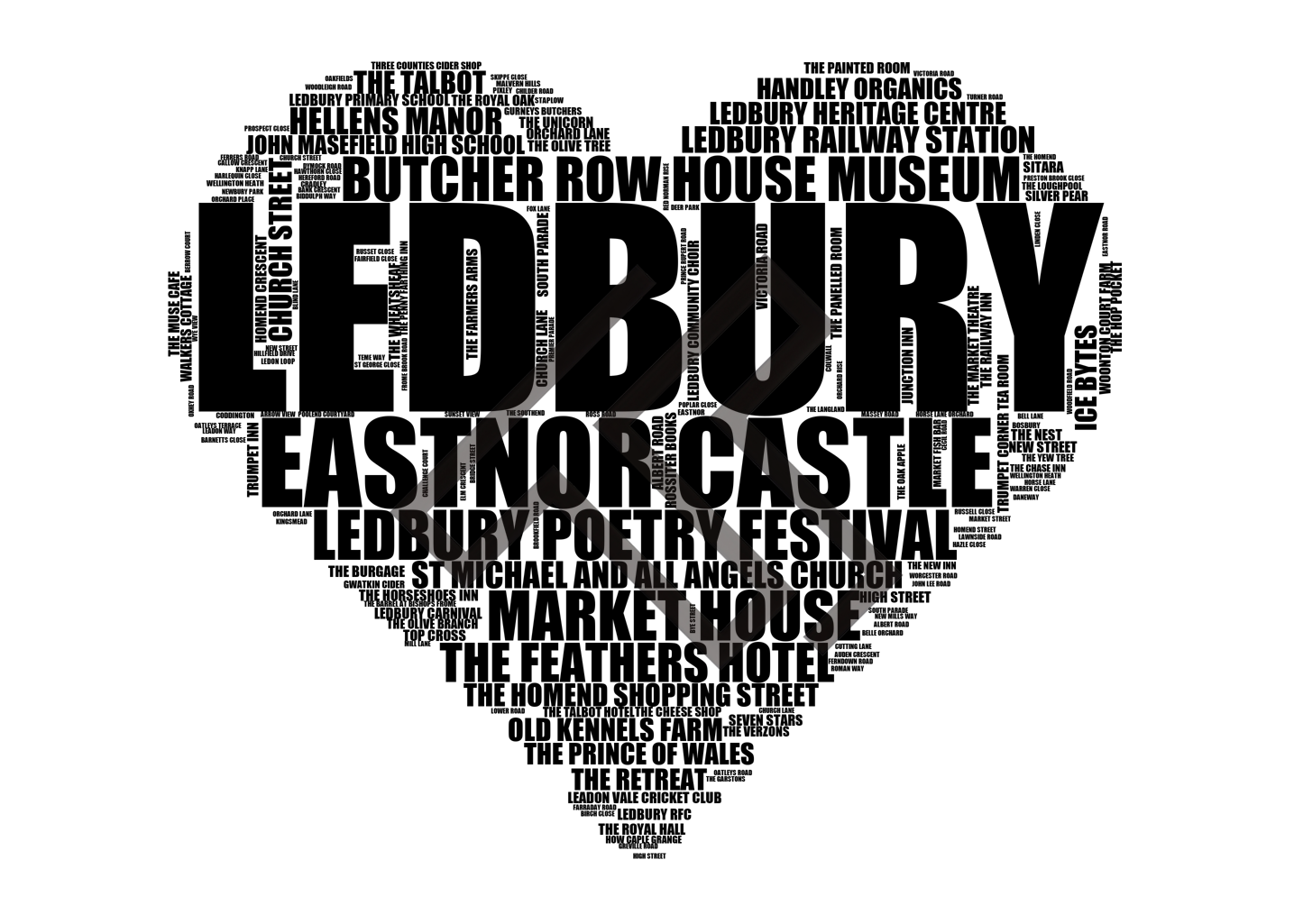Ledbury - Premium Typographic Word Cloud Prints, Posters & Gifts