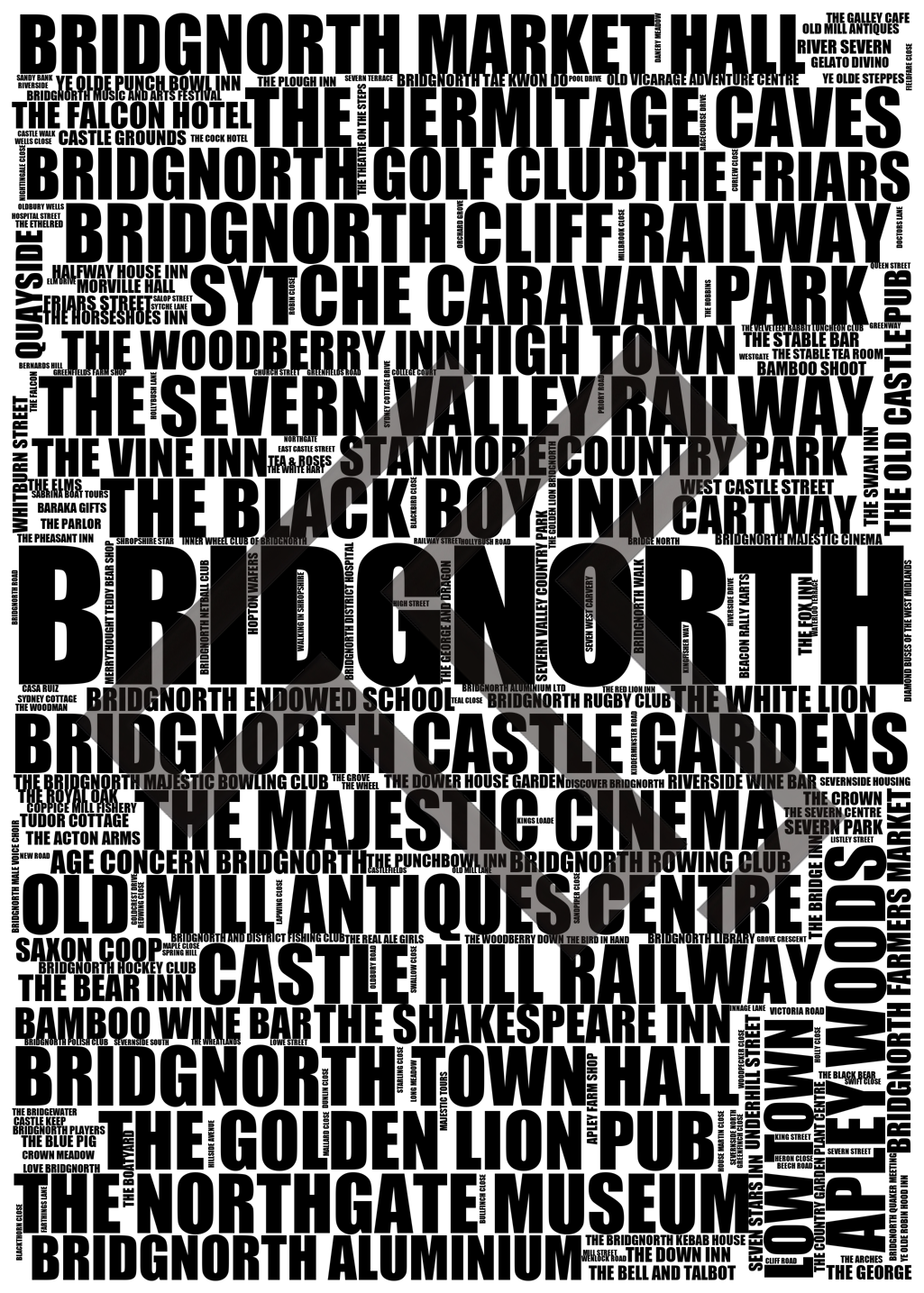 Bridgnorth - Premium Typographic Word Cloud Prints, Posters & Gifts