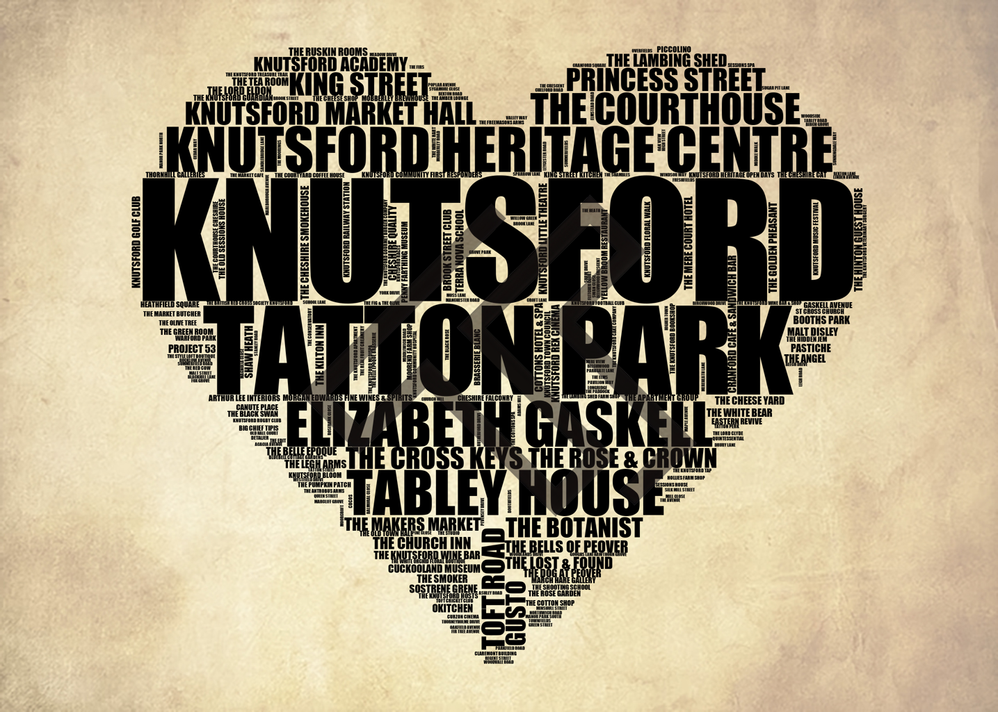 Knutsford - Premium Typographic Word Cloud Prints, Posters & Gifts