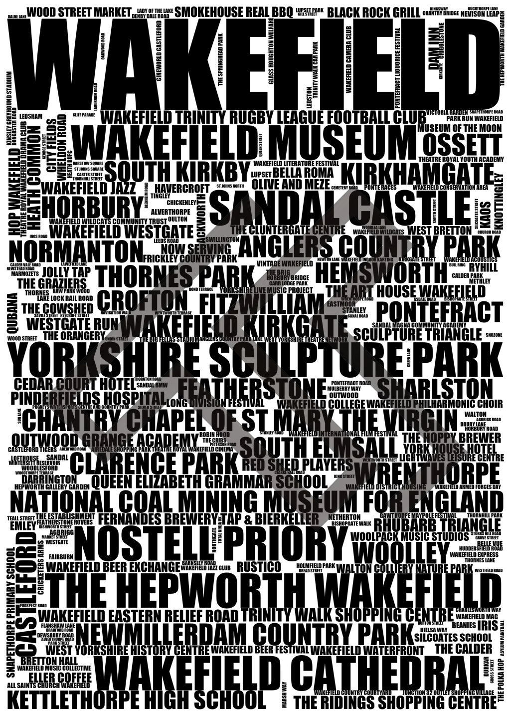 Wakefield - Premium Typographic Word Cloud Prints, Posters & Gifts