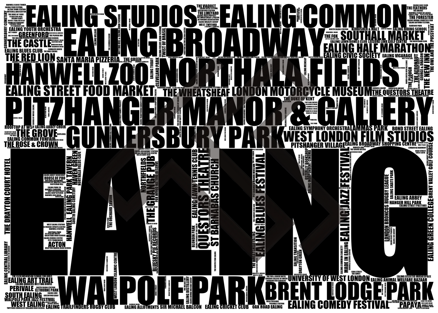 Ealing - Premium Typographic Word Cloud Prints, Posters & Gifts