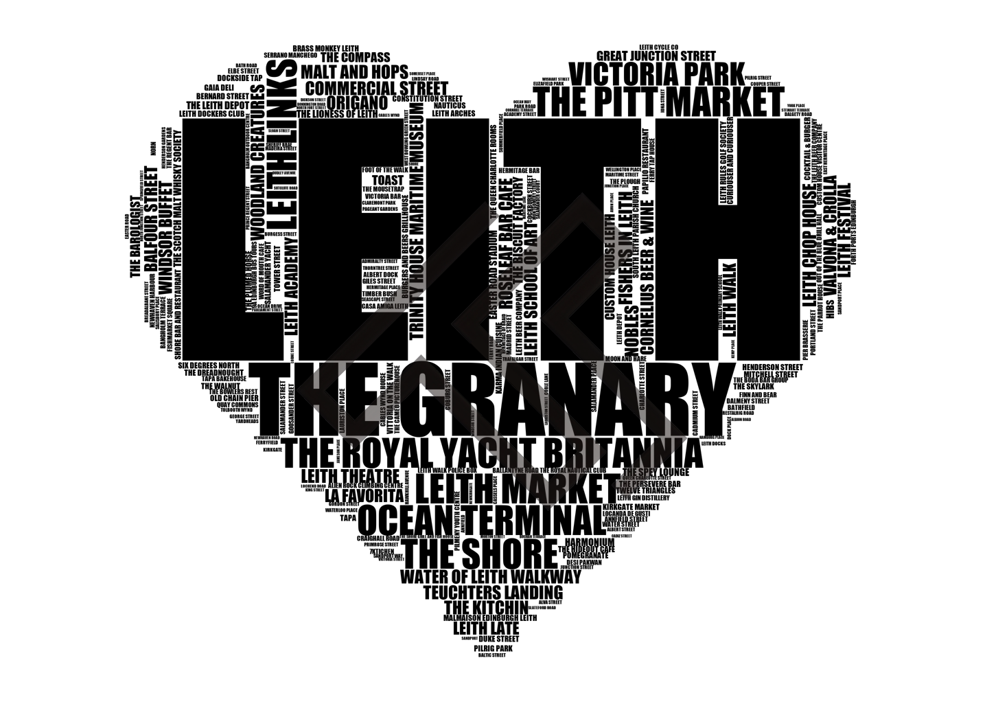 Leith - Premium Typographic Word Cloud Prints, Posters & Gifts