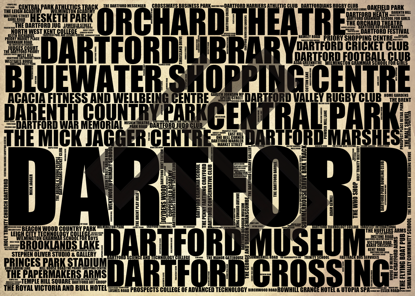 Dartford - Premium Typographic Word Cloud Prints, Posters & Gifts