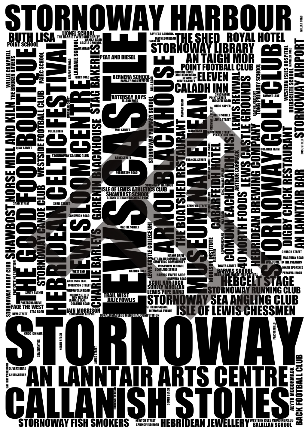 Stornoway - Premium Typographic Word Cloud Prints, Posters & Gifts